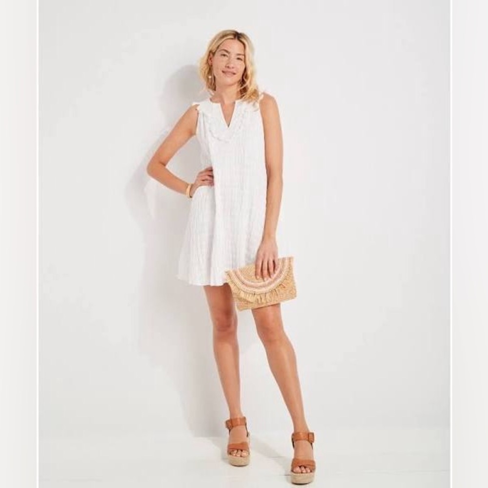 Vineyard ViNES  White Tassel Dress NWT Cap Sleeve Wedding Vacation Cruise $158